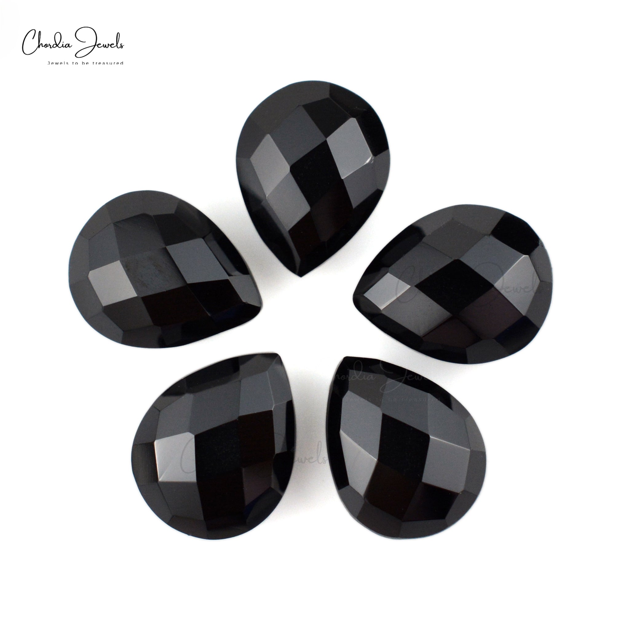 Pear Briolette 10x8mm Black Spinel Gemstone Faceted Loose Stones for Necklace, 5 Piece