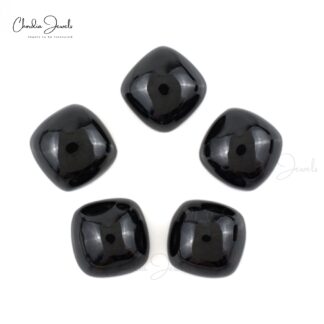 Natural Black Spinel Square Cabochon 8mm Loose Gemstone Lot For Jewelry Making, 5 Piece