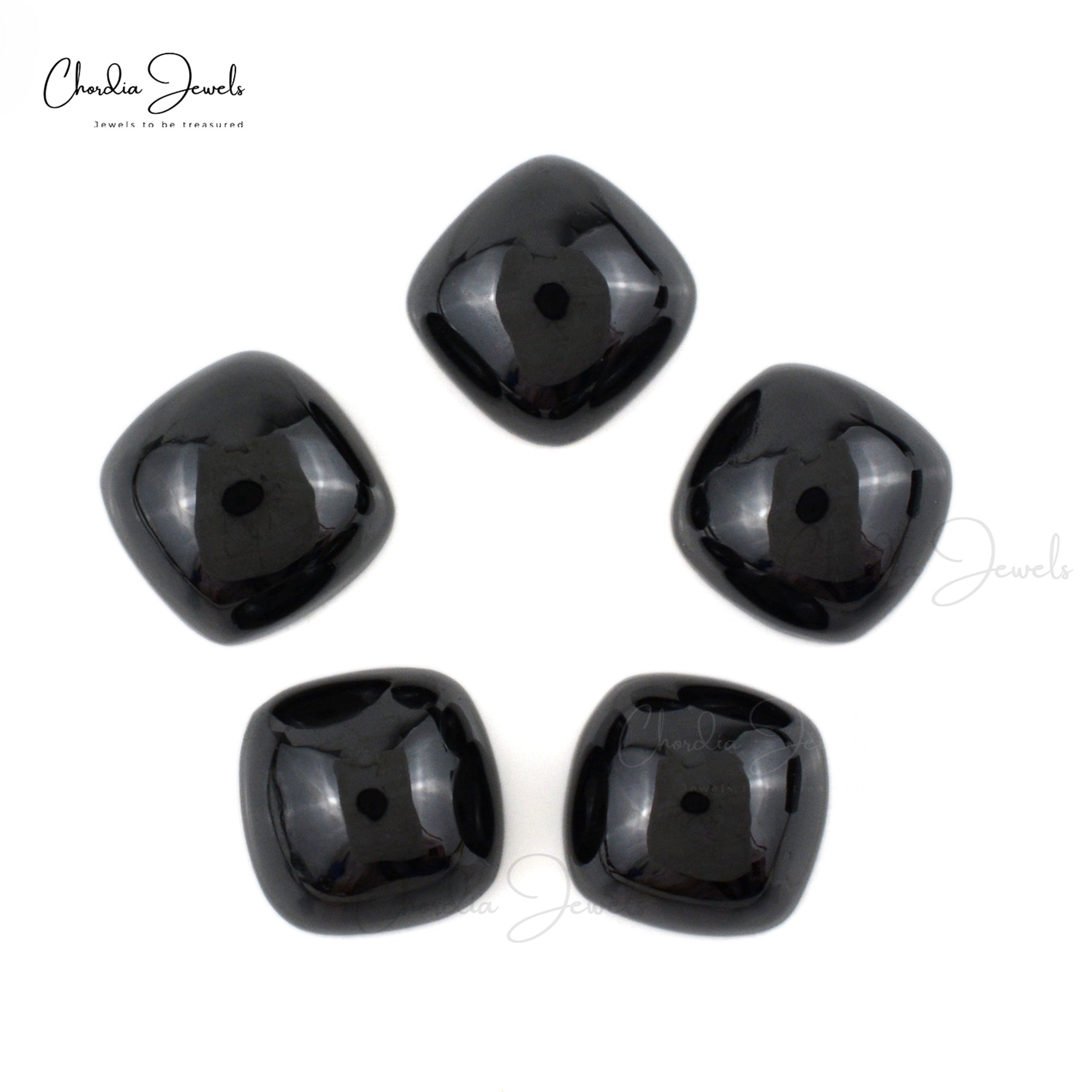 Natural Black Spinel Square Cabochon 8mm Loose Gemstone Lot For Jewelry Making, 5 Piece