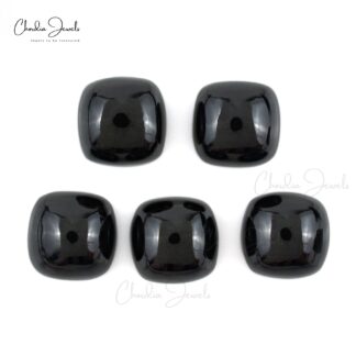 Natural Black Spinel Square Cabochon 8mm Loose Gemstone Lot For Jewelry Making, 5 Piece