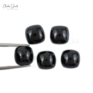 Natural Black Spinel Square Cabochon 8mm Loose Gemstone Lot For Jewelry Making, 5 Piece