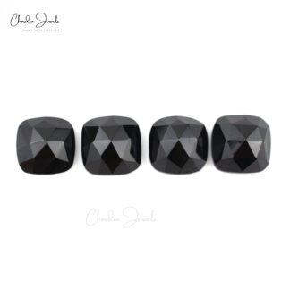 Square Black Spinel 8mm Faceted Semi Precious Stones Lot At Discounted Price, 4 Piece