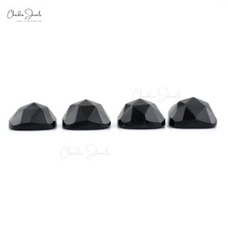 Square Black Spinel 8mm Faceted Semi Precious Stones Lot At Discounted Price, 4 Piece