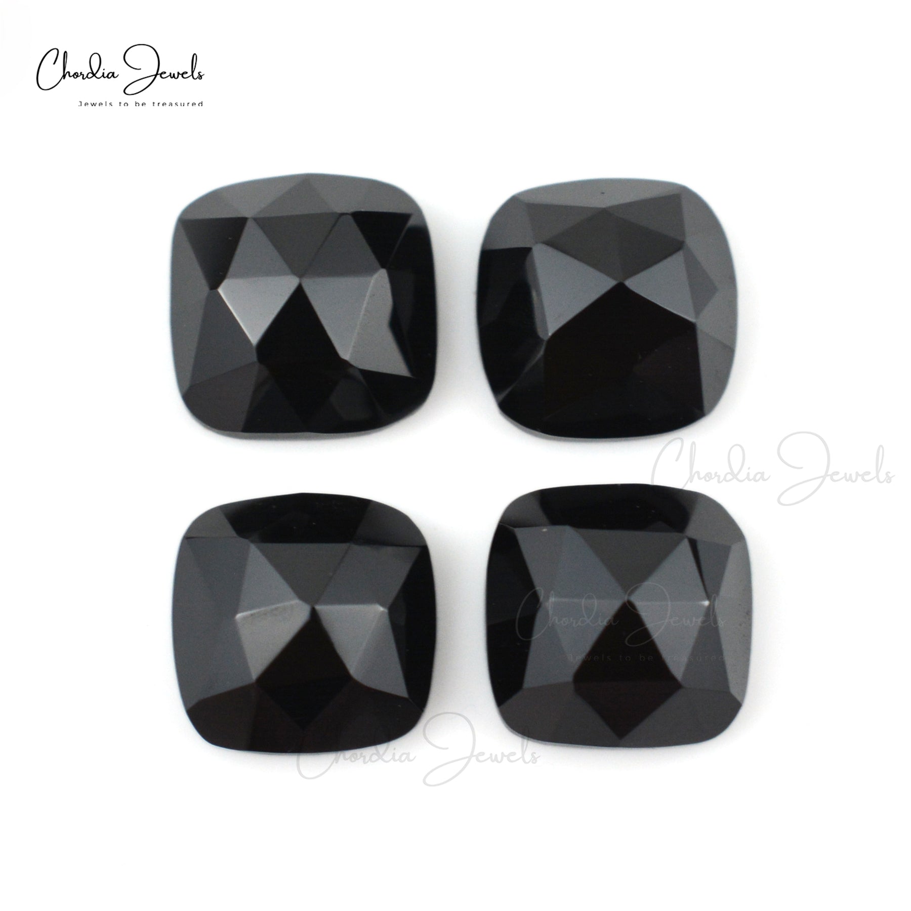 Square Black Spinel 8mm Faceted Semi Precious Stones Lot At Discounted Price, 4 Piece