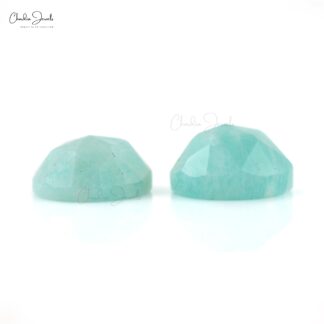 Round Rose Cut 8mm Amazonite Semi Precious Loose Gemstone Pair, 2 Piece