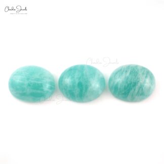 Loose Oval Cabochon 8.37 Ct Amazonite Semi Precious Gemstone For Sale, 3 Piece