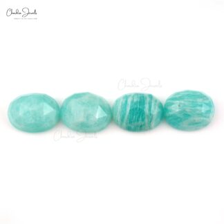 Natural Loose Gemstone Amazonite 11 Ct Oval Rose Cut Stone for Necklace, 4 Piece