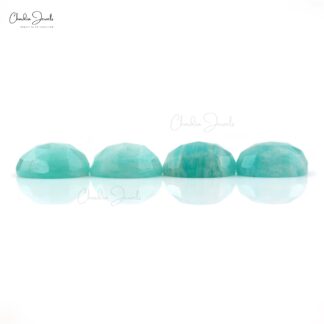 Natural Loose Gemstone Amazonite 11 Ct Oval Rose Cut Stone for Necklace, 4 Piece