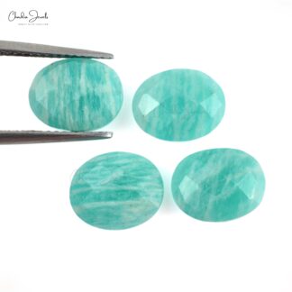 Genuine Amazonite 10x8mm Oval Briolette Loose Gemstone for Sale, 4 Piece