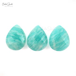 Pear Briolette 10x8mm Amazonite Gemstone Faceted Loose Stone for Pendant, 1 Piece
