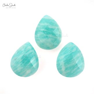 Pear Briolette 10x8mm Amazonite Gemstone Faceted Loose Stone for Pendant, 1 Piece