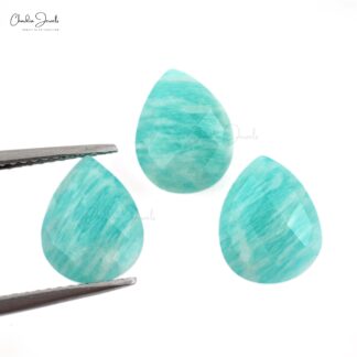 Pear Briolette 10x8mm Amazonite Gemstone Faceted Loose Stone for Pendant, 1 Piece