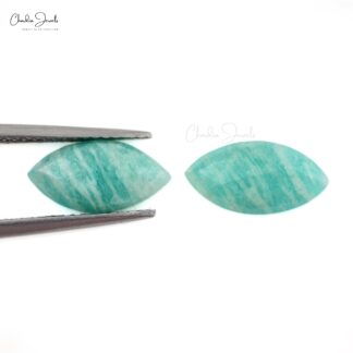 Semi Precious Amazonite Marquise 12x6mm Loose Rose Cut Faceted Stone Pair, 2 Piece