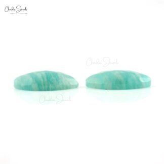 Semi Precious Amazonite Marquise 12x6mm Loose Rose Cut Faceted Stone Pair, 2 Piece