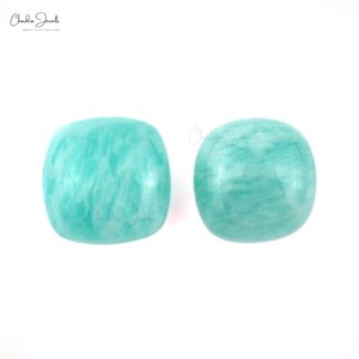 Natural Square Cabochon 4.24 Carat Amazonite Loose Gemstone For Jewelry, 2 Piece