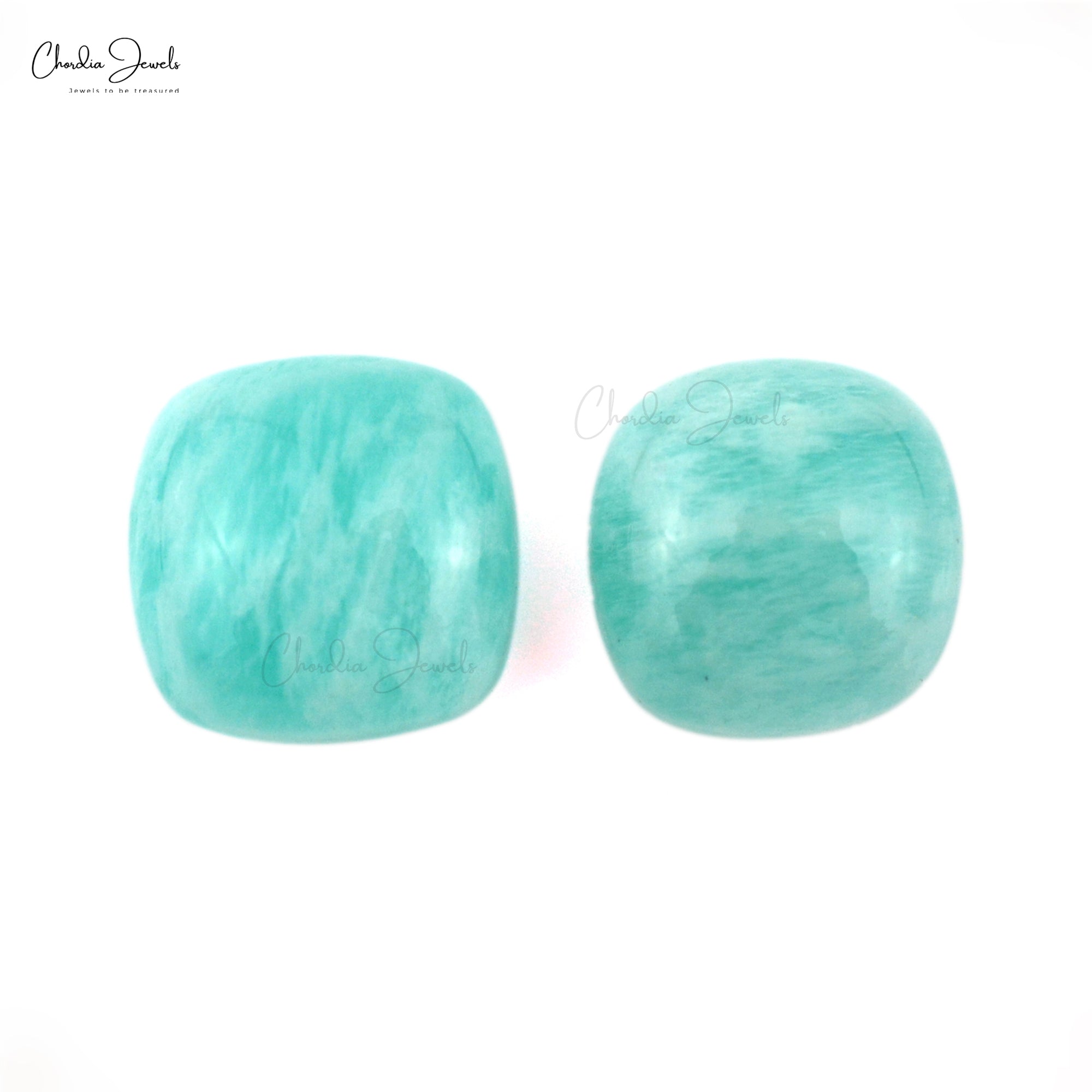 Natural Square Cabochon 4.24 Carat Amazonite Loose Gemstone For Jewelry, 2 Piece