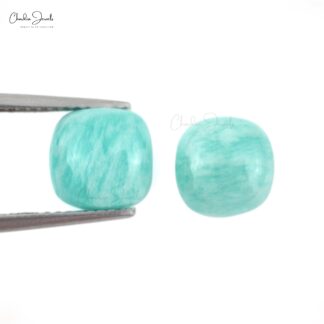 Natural Square Cabochon 4.24 Carat Amazonite Loose Gemstone For Jewelry, 2 Piece