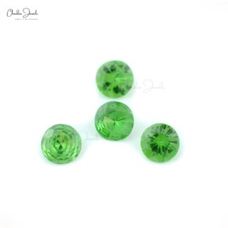 Semi Precious TSavorite AAA Quality 4x4mm Round Cut Loose Stone For Sale, 4 Piece