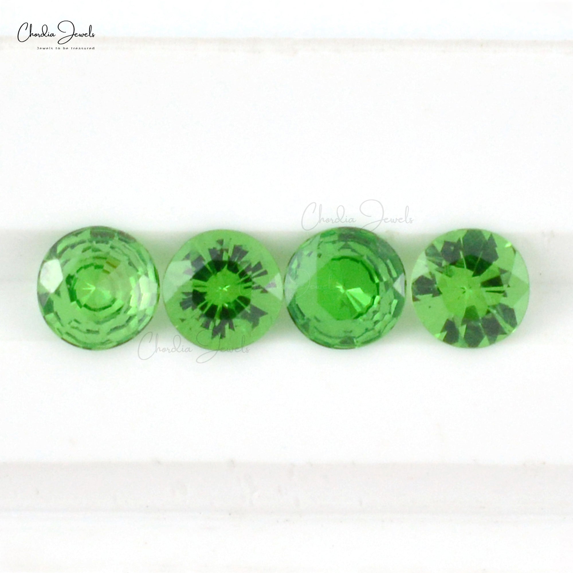 Semi Precious TSavorite AAA Quality 4x4mm Round Cut Loose Stone For Sale, 4 Piece