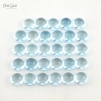 Natural Sky Blue Topaz Cabochon 4mm Loose Gemstone Lot For Jewelry Making, 29 Piece