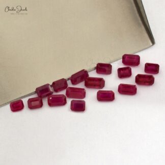 Wholesale Lot Natural Octagon Cut Ruby 4x3mm - 7x5mm Gemstone For Jewelry Making, 1 Piece