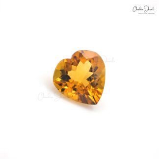 Heart Cut 10mm Citrine Semi Precious Loose Gemstone For Love Ring, 1 Piece