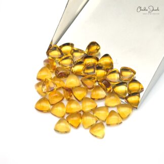 Natural Citrine Trillion Cabochon 6mm Loose Gemstone Lot For Jewelry, 40 Piece
