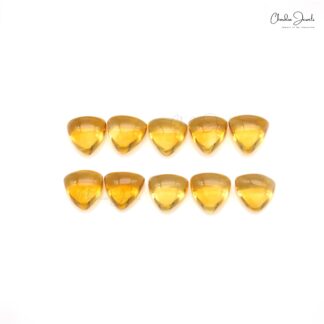 Natural Citrine Trillion Cabochon 6mm Loose Gemstone Lot For Jewelry, 40 Piece
