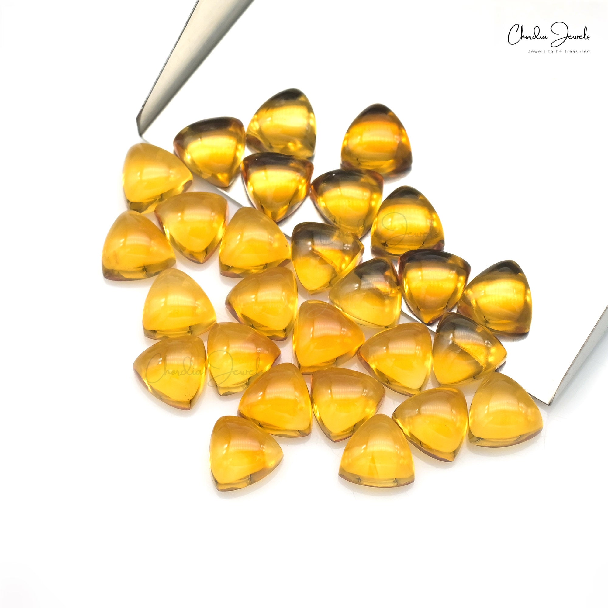Loose Trillion Cabochon 24.09 Ct Citrine Semi Precious Gemstone For Sale, 27 Piece