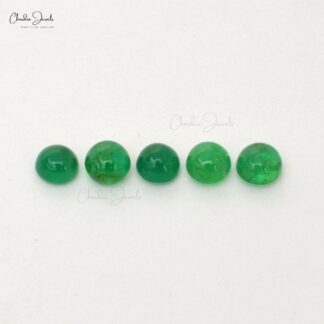 Natural Round Cabochon 1.68 Carat Emerald Loose Gemstone For Jewelry, 5 Piece