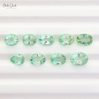 Natural Emerald Oval And Pear Cut 7.11 Ct Loose Gemstone Lot For Jewelry Making, 9 Piece