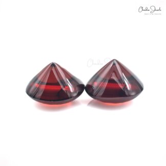 Natural Loose Gemstone Red Garnet 10mm Round Sugarloaf Stone for Jewelry, 2 Piece