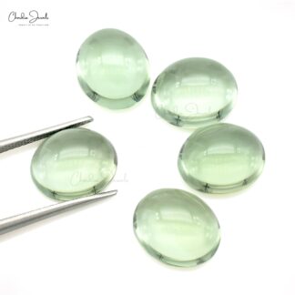 Oval Cabochon 23.62 Ct Green Amethyst Loose Gemstone For Sale, 5 Piece