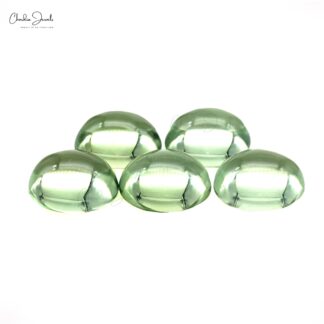 Oval Cabochon 23.62 Ct Green Amethyst Loose Gemstone For Sale, 5 Piece