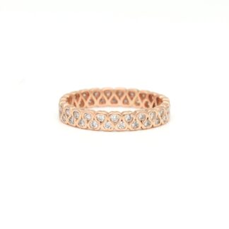 Full Eternity Stackable Ring In 14k Rose Gold Diamond 0.79 Ct Round Cut Certified Band