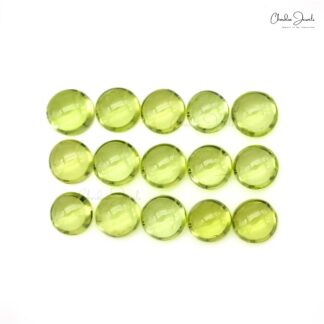 Semi Precious Peridot 4mm Round Cabochon Loose Stone Lot for Gold Silver Jewelry, 45 Piece