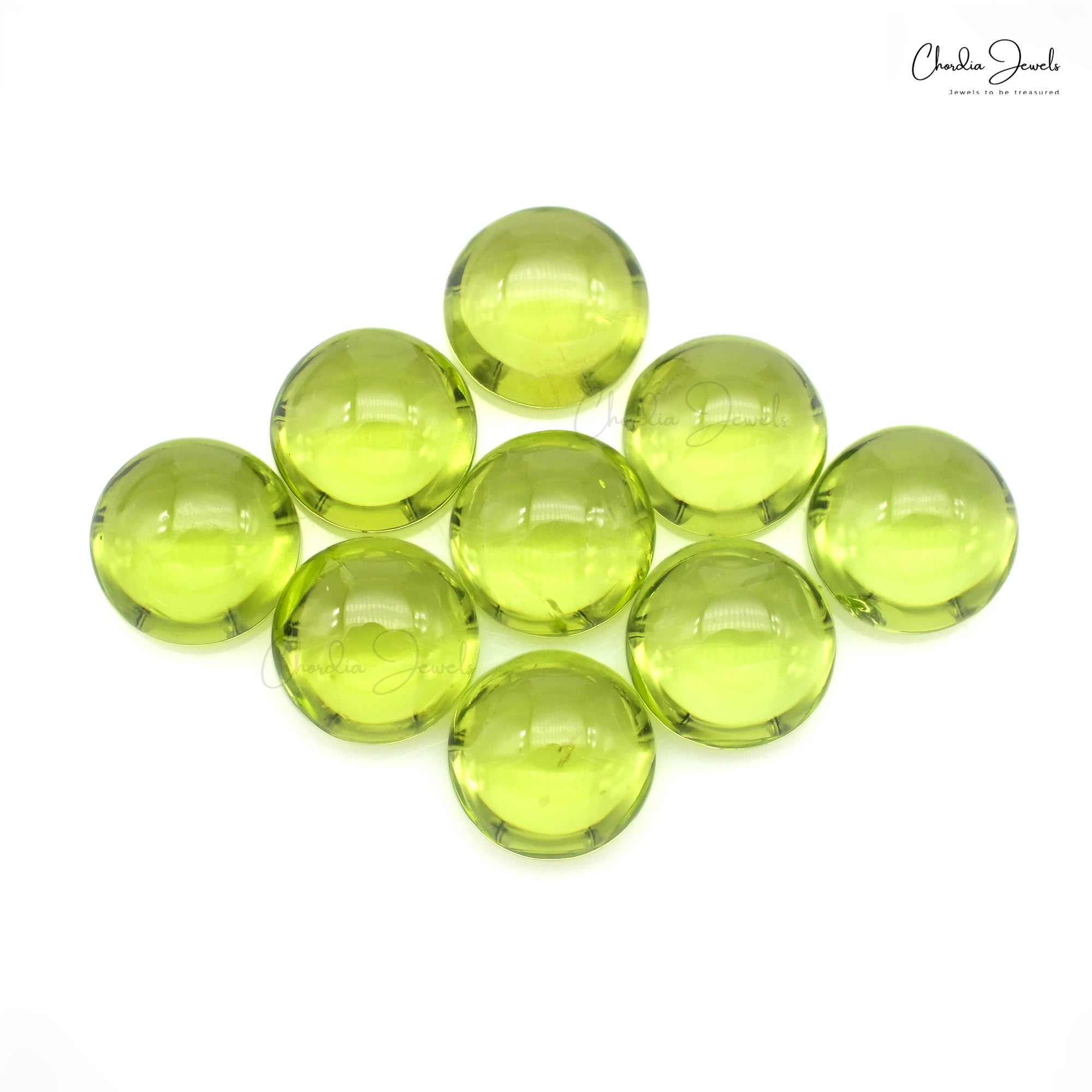 Natural Peridot Semi Precious 7mm Round Cabochon Stones Lot At Discounted Price, 9 Piece