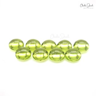 Natural Peridot Semi Precious 7mm Round Cabochon Stones Lot At Discounted Price, 9 Piece